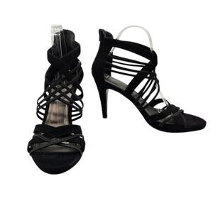 Black Crisscross Strap Heeled Sandals – Size 9M